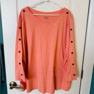 Croft and barrel lightweight knit top peach in color 3X